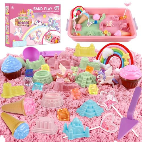 Aliex Unicorn Magic Sand Play Set, 1000g Indoor Sand with Carrying Case