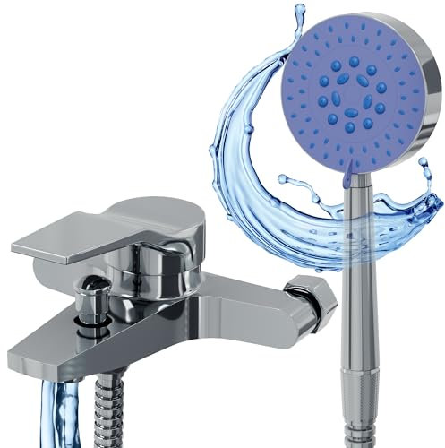 Grifo ducha. Grifo de ducha monomando. Grifo con alcachofa de ducha con manguera. Grifo monomando ducha. Grifo bañera y ducha baño. Incluye soporte de pared.