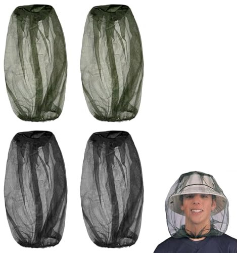 4 Pcs Midge Head Net, Mosquito Head Net Smidge Head Net Midge Hat Mosquito Hat Mosquito Hats With Netting Midgy Face Net for Travelling Hiking Camping Climbing