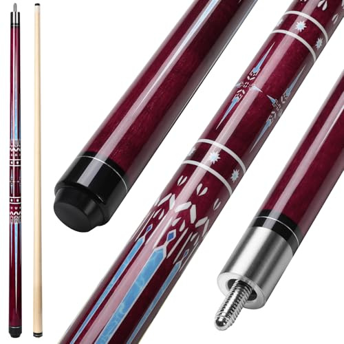 ASMPCUE Billard Queue, 58'' 20oz Pool Queue Kanadischer Ahorn Pool Cue 13mm Spitzen für Professionelle Billardspieler, Queue Stick für Billard Tisch Sport (Rot Nur Queue)