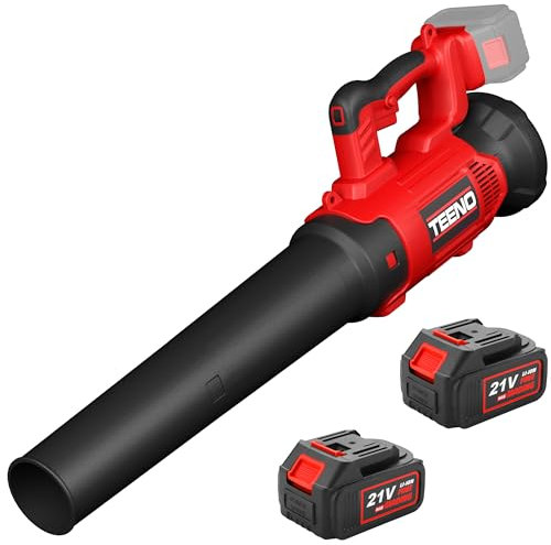 TEENO Soplador de Hojas, Soplador con Baterías Recargables de 4,0 Ah y Cargador, Flujo de Aire de 780 m³/h, 210 km/h, 6 Velocidades Soplador Hojas Eléctrico para el Cuidado del césped, Patio