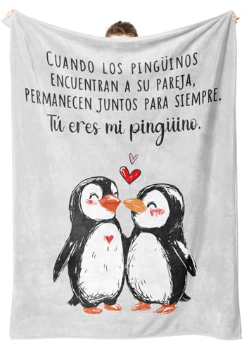 Niyewsor Regalos Originales para Hombre Mujer, Regalo Aniversario para Pareja, Pinguino Manta, Regalos San Valentin Navidad Cumpleaños para Esposa, Esposo, Novia, Novio