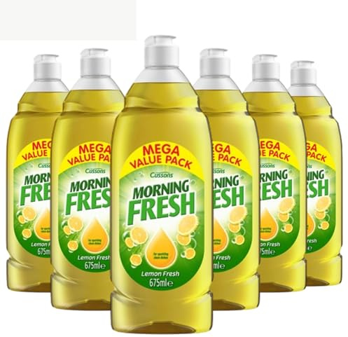 Morning Fresh Lemon Washing Up Liquid, 675ml Bottles, 6 Pack (Lemon)