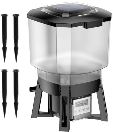 SunSun CFF-212 solarbetriebener Fischfutterautomat, programmierbarer Futterspender mit 12 Liter Behälter für 1 bis 6 Fütterungen pro Tag