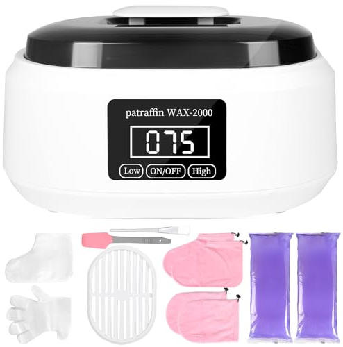 SWAWIS Bains de Paraffine pour Les Mains et Les Pieds Capacité 3500ml Hydrate, Adoucit et Revitalise la Peau avec 900g Cire de paraffine et Accessoires