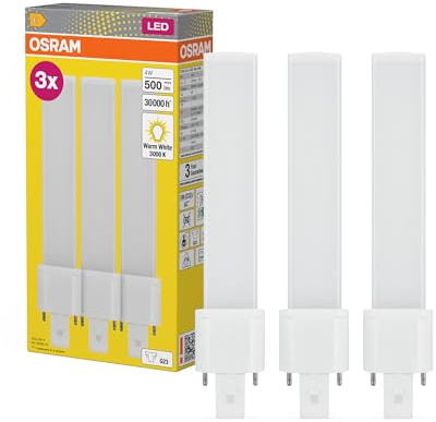 OSRAM DULUX S9 Lampada Compatta LED, 4W, 500lm, 3000K bianco caldo, Zoccolo G23, 230V AC/CCG, CRI 80, Diametro 32.3mm