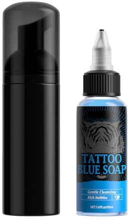 JINGLING Piercing Soap - 50 ml Blue Moisture Solution - Piercing Aftercare Cleaner with Foam Dispenser - For Men for Hygiene and Care Routine for Home and
