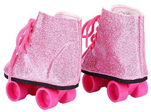 Naroote 18inch Doll Roller Skate Shoes Fashionable Exquisite Appearance Nice Accessory for Doll Toy, Pink Colorful Black and White Stripe for Skate (Pink)