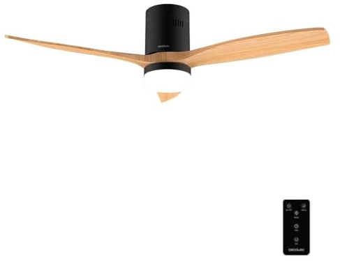 Cecotec EnergySilence takfläkt Aero 5600 Classic Black&LightWood | 40 W, 132 cm, LED 20W, fjärrkontroll, 1/2/4/8h timer, 6 hastigheter, 3 blad, sommar/vinter