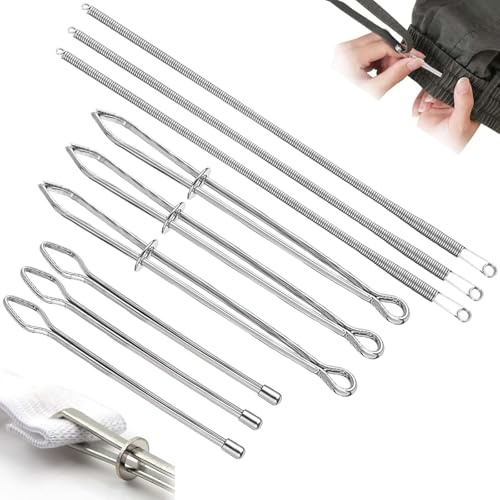 NANASUGUR 9Pezzi Infila ago Infila ago automatico Elastico per cucito, Strumento cucito Metallo a Molla Pinzette, Facile da infilare per Felpe Cappuccio Pantaloni Tuta Giacche