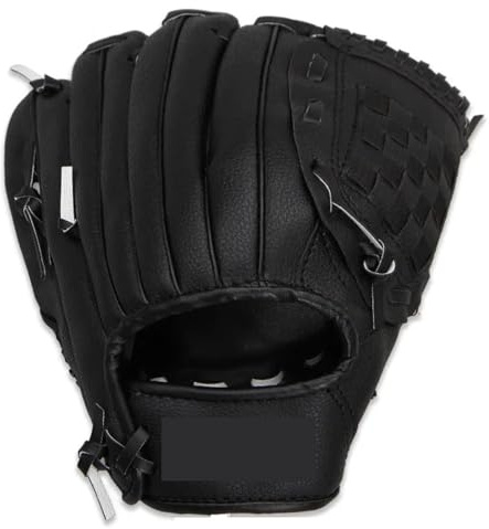 Basebollhandske, handgjord basebollhandske, softball träningsutrustning, storlek 10,5/11,5 tum, vante till vänster (svart, 9,5 tum)
