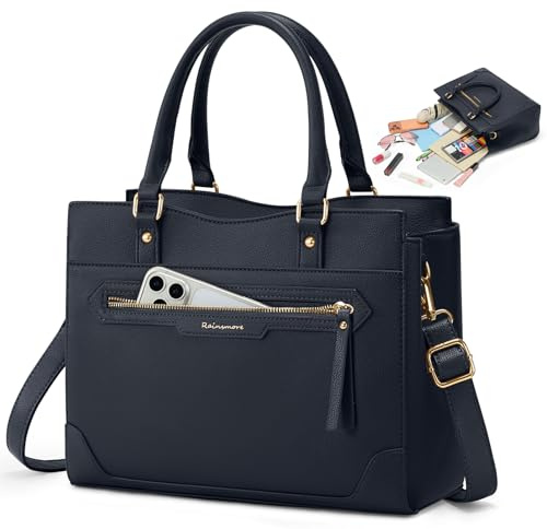 RAINSMORE Handbags for Women Waterproof PU Leather Ladies Handbags | Elegant Top-Handle Bags for 11 Inch Tablet, with Detachable Shoulder Strap, Shoulder Handbag for Shopping Daily Leisure