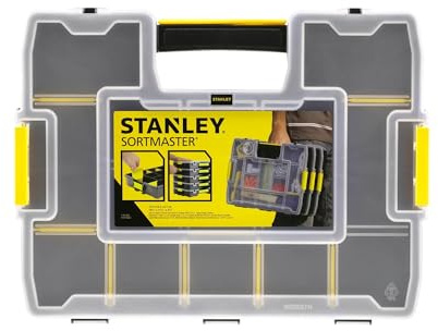 Stanley Organizer SortMaster Junior Werkzeugbox leer (Stapelbarer Sortimentskasten aus Kunsstoff mit 14 individuell anpassbaren Fächern für Kleinteile und Werkzeug) 1-97-483