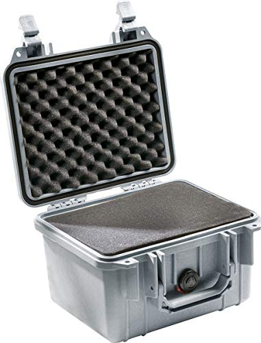 PELI Protector 1300 Professional Camera Case, IP67 Watertight, 17L Capacity, Made in US, With Customisable Foam Insert, Silver