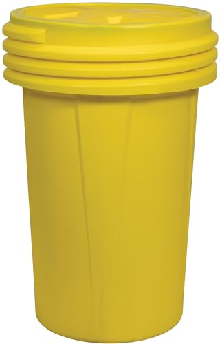 Eagle 55 Gallon Plastic Drum with Lid, Screw-On Lid, 40x26.5, Lab Pack Drum Made of Durable, Lightweight HDPE, Withstands Weather and Chemicals, Made in USA, Yellow, 1657