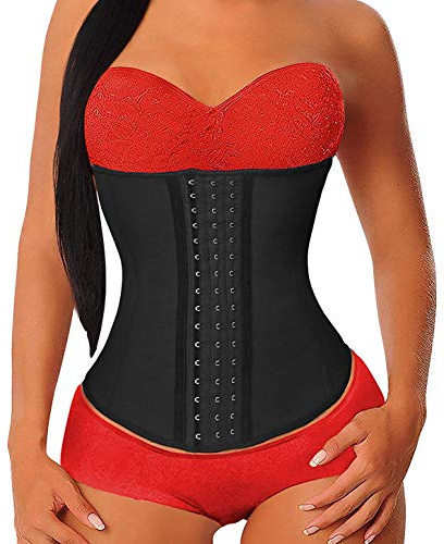 YIANNA Women's Underbust Latex Sport Girdle Waist Trainer Corsets Cincher Hourglass Body Shaper Weight Loss (Black,L)