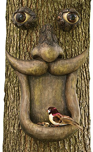 Bits and Pieces - Tree Face Bird Feeder - Yard Decorations - Whimsical Tree Hugger Sculpture - Indoor/Outdoor Decoration - Garden Peeker Yard Art