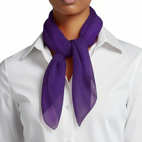 Basic Sense Square Chiffon Scarf for Women, Bandana Neck Scarf Neck Tie | 68 x 68cm (27 x 27in) plain sheer scarves. Fine lightweight chiffon that drapes, not a stiff weave. Neck tie or headscarf