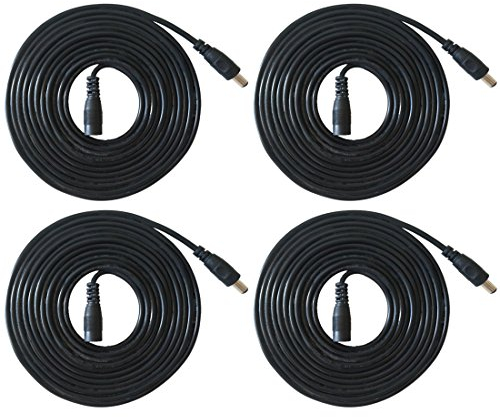 Liwinting 4pcs 1m/3.28ft DC Extension Cable 2.1mm x 5.5mm Male to Female Connector, DC Power Cord Extension Cable for Power Adapter, 12V CCTV Wireless IP Camera, Monitors, Led, Car - Black