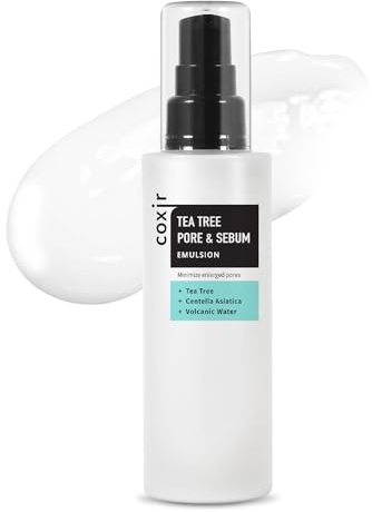 COXIR Tea Tree Oil Pores and Sebum Emulsion (100 ml, 3.38 fl.oz.) | for Oil Balance on the Face | Pore Minimisation | Sebum Control