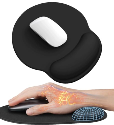 AILRINNI Tapis de Souris Ergonomique - Tapis de Souris Gamer avec Repose Poignet en Gel, Confort avec Gaming Mouse Pad pour Ordinateur et Ordinateur Portable - Noir