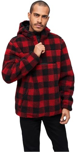 Brandit Teddyfleece Worker Pullover, Farbe: red/Black, Größe: L