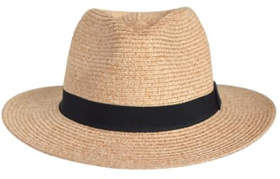House of Ord Cape Town - Pana-Mate Fedora - Reisefreundlicher Sonnenhut für Damen und Herren in Natur - Faltbarer Strohhut im Panama Hut Stil - UV-Schutz 50+ - Größe: S/M: 56 cm Farbe: Natur