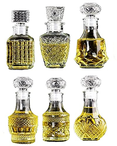 JQWIN AlifordGlass Mini Glass Bottles with 6 Different Shapes Can be Used for Self-Made juicing, Wine Bottles or Whiskey Decanter