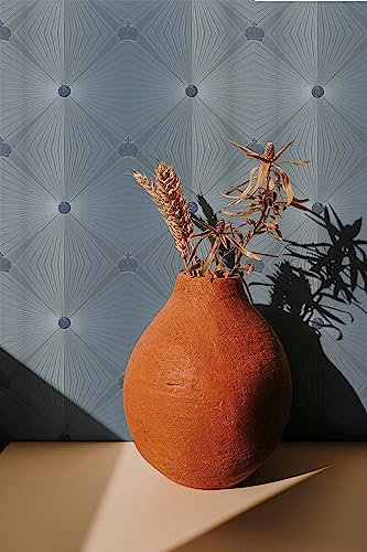 marburg Tapete Blau, Silber Grafisch Vliestapete für Wohnzimmer oder Schlafzimmer Made in Germany 10,05 x 0,70 m