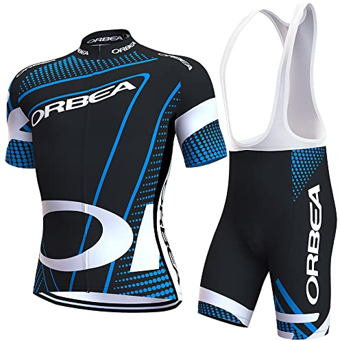 louizumify Mono Ciclista Profesional de Manga Corta para Hombre, Tejido de Alta Elasticidad, Transpirable y de Secado rápido, protección Solar, 3 Bolsillos