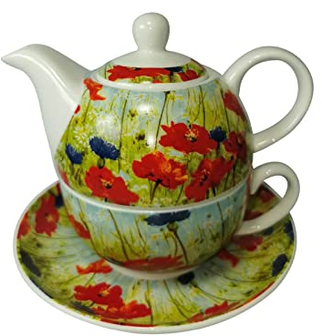 Tea for One Mohnblumen Set Teekanne Teetasse Jameson and Tailor