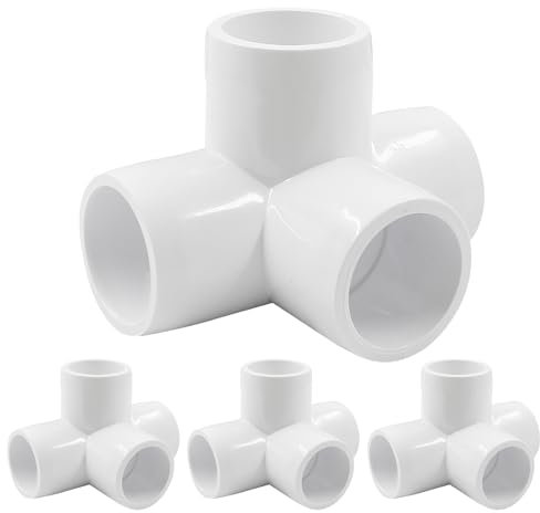 LifCratms 1,27 cm 4-Wege-PVC-Fitting, 1,27 cm PVC-Rohrverschraubungen PVC-Rohrverbindungen Ellenbogen Möbelqualität Rohrverbinder für DIY PVC Regal Möbel Zelt Gewächshaus Rohrrahmen - 4 Stück