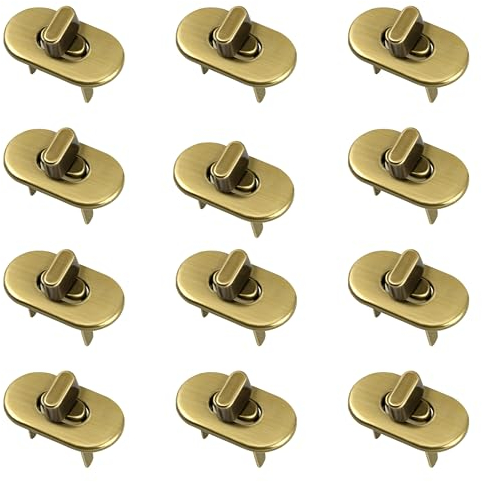 Niboken Geldbörsenschloss 12 Stück Taschen Nähen Zubehör Wallet Twist Tuck Lock Taschenverschluss Steckschloss für DIY Geldbörse Leder Leder Handtasche Verschluss Handbag