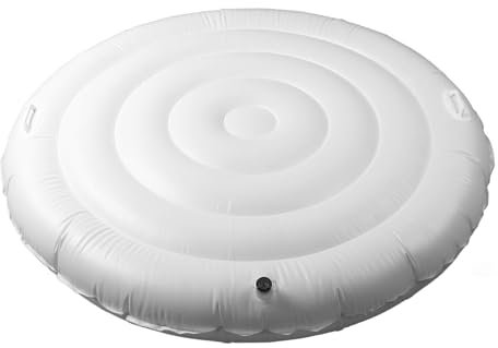 4.5 Ft Round Inflatable Hot Tub Cover, Foldable Energy Saving Lid Replacement for Outdoor Inflatable Hot Tubs