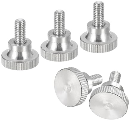 uxcell M5x10mm Knurled Thumb Screws, 5pcs 304 Stainless Steel Flat Knurled Head Thumb Screws Bolts with Shoulder Grip Knobs Fasteners