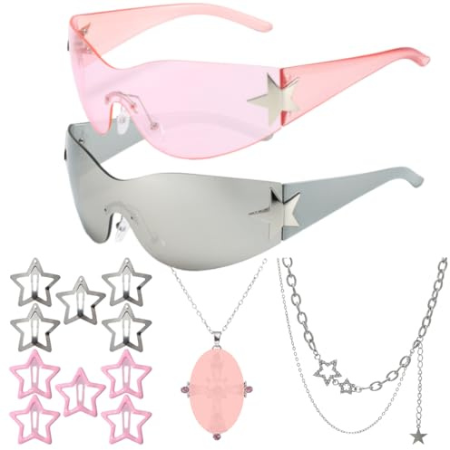 TYXHXTF Gafas de Sol Envolventes Sin Montura - Y2k, Vintage y Futuristas, para Mujer y Hombre
