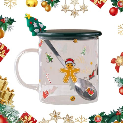 LUVDECO Tech tasse 450ml Tasse à Café Tasse de Noël Motif de Bonhomme en Pain D'épice Tasse à Thé Au Lait pour Cappuccino Latte Cadeau de Noël Anniversaire pour Femme Amis Collègues