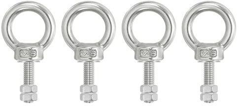 PATIKIL Bulloni Occhiello Golfari, 4pz M6x30 Vite Bullone Spallamento Sollevamento Acciaio Inossidabile 304 Vite Filettata Anello Spalla con Doppi Dadi Fissi per Sollevamento Sospeso
