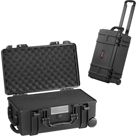 VEVOR Étui Rigide résistant aux intempéries IP67, étui de Protection Robuste avec Mousse prédécoupée, roulettes et poignées rétractables, pour Voyage, Chasse, Militaire, Tactique, 550 x 240 x 340 mm