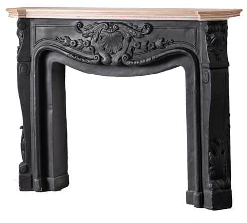 TT-YEC Fireplace Casing, Antique Fireplace Frame, Country Style Fireplace Console, Electric Fireplace Decorative Shelf, Suitable for A Variety of Electric Fireplace Inserts,A