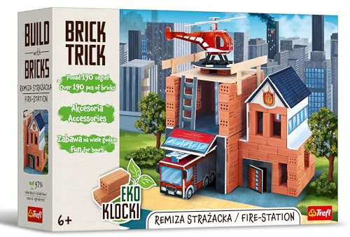 Brick Trick Trefl Caserne de Pompiers/Fire - Construisez en Briques, ECO Blocs en Brique, 190 Briques, pour Les Enfants à partir de 6 Ans
