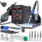 WEP 8786D-I SE Kit station de soudage à air chaud 2-en-1 pour réparation, désoudage avec fil de soudure sans plomb, 5 pointes de soudure, 3 bouches d'air chaud, pince, pompe à dé-souder (EU Plug)