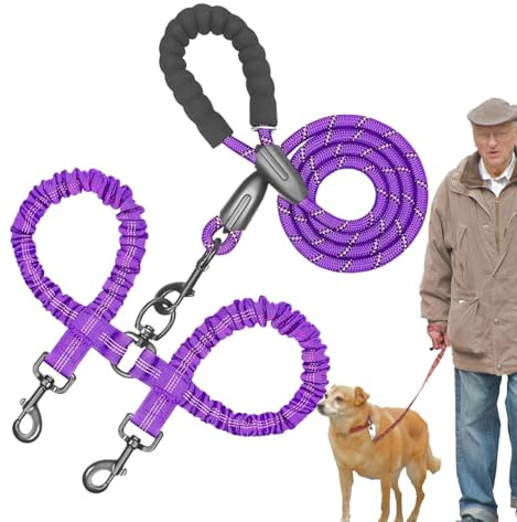 Xiwhuua Corda da addestramento per cani – Cintura da corsa per cuccioli doppi, guinzaglio regolabile ammortizzante elastico per cani di taglia grande e media, escursionismo, campeggio, esplorazione e