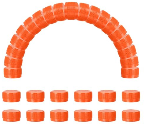 sourcing map 50pcs Plastic Bottle Caps Bottle Screw Lid Top Orange | 30mm Water Bottles Top Cap,for DIY Development,Imagination Intelligence Craft Scrapbook Creative Gifts