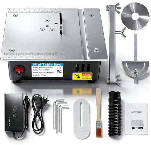 Mini Scie Circulaire De Table Multifonctionnelle, 96W 5000 Rpm Mini Scie Circulaire Sur Table éLectriques Portable Avec 7 Vitesses, Table Saw Machine DéCoupe Bureau Pour Menuiserie, ModéLisme