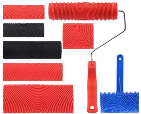 Herramienta para pintar vetas de madera,Set de 8 piezas para texturas | Rodillo para Pintar con Efecto Veta,para Muebles, Puertas, Cocina, Salón, Dormitorio, Garaje, Sótano, Hogar