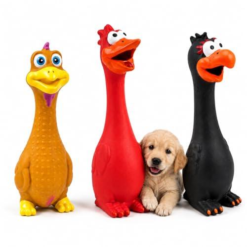 JBLJDWD 3PCS Rubber Dog, Squeaky Dog Playthings, Rubber Chicken Duck Animal Sound Latex Duck Chews for Family Pet Interaction Home Pool