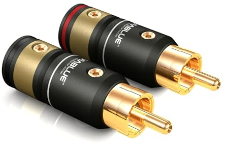 VIABLUE T6S Cinchstecker/RCA * Lötversion * 24 Karat echtvergoldet * Vollmetallgehäuse * high-end Steckverbindungen * 2 Paar (4 Stück)