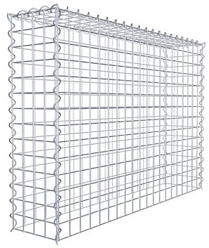 GABIONA Cesta para piedra (rectangular, malla de 5 x 5 cm, profundidad de 20 cm, cesta de cultivo tipo 3, cierre de espiral, galvanizada (100 x 70 x 20 cm)