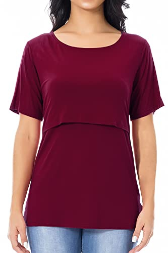 Smallshow Nursing Tops Women’s Maternity Short Sleeve Shirts Maternity Breastfeeding Clothes